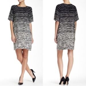 LIKE New, VINCE Black and Cream 100% Silk Shift with Pockets Dress, XS